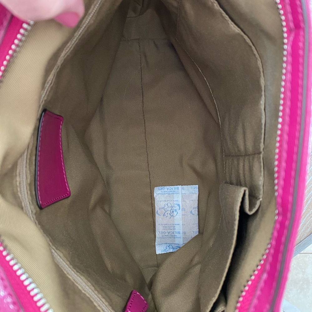 Coach Signature stripe tote bag, khaki/magenta - Picture 6 of 8